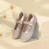 imagePANDANINJIA Girls Dress Shoes Flower Girl Ballet Pearl Flats Adela Wedding Party School for Toddler Little KidRena Gold Shiny
