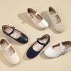 imagePANDANINJIA Girls Dress Shoes Flower Girl Ballet Pearl Flats Adela Wedding Party School for Toddler Little KidRena Gold Shiny