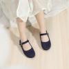 imagePANDANINJIA Girls Dress Shoes Flower Girl Ballet Pearl Flats Adela Wedding Party School for Toddler Little KidRena Navy Suede