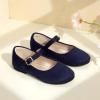 imagePANDANINJIA Girls Dress Shoes Flower Girl Ballet Pearl Flats Adela Wedding Party School for Toddler Little KidRena Navy Suede