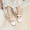 imagePANDANINJIA Girls Dress Shoes Flower Girl Ballet Pearl Flats Adela Wedding Party School for Toddler Little KidRena White Pu