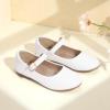 imagePANDANINJIA Girls Dress Shoes Flower Girl Ballet Pearl Flats Adela Wedding Party School for Toddler Little KidRena White Pu