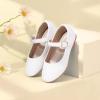 imagePANDANINJIA Girls Dress Shoes Flower Girl Ballet Pearl Flats Adela Wedding Party School for Toddler Little KidRena White Pu