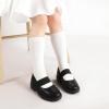 imagePANDANINJIA Toddler Girls Mary Jane School Shoes Kids Elastic Strap Platform Flats Dress ShoesBlack Pu