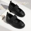 imagePANDANINJIA Toddler Girls Mary Jane School Shoes Kids Elastic Strap Platform Flats Dress ShoesBlack Pu