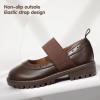 imagePANDANINJIA Toddler Girls Mary Jane School Shoes Kids Elastic Strap Platform Flats Dress ShoesBrown Pu
