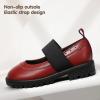 imagePANDANINJIA Toddler Girls Mary Jane School Shoes Kids Elastic Strap Platform Flats Dress ShoesRed Pu