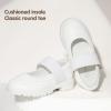 imagePANDANINJIA Toddler Girls Mary Jane School Shoes Kids Elastic Strap Platform Flats Dress ShoesWhite Pu