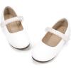 imagePANDANINJIA Flower Girl Shoes Toddler Little Kid Ballet Flats Pearls Wedding Party Mary Jane Girls Dress ShoesWhite Pu