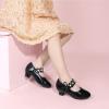 imagePANDANINJIA Girls Dress Shoes Kids Toddler Heels Pumps Flower Girl Mary Jane School Wedding Party Princess ShoesBlack Patent