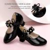 imagePANDANINJIA Girls Dress Shoes Kids Toddler Heels Pumps Flower Girl Mary Jane School Wedding Party Princess ShoesBlack Patent