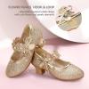 imagePANDANINJIA Girls Dress Shoes Kids Toddler Heels Pumps Flower Girl Mary Jane School Wedding Party Princess ShoesGold Glitter