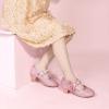 imagePANDANINJIA Girls Dress Shoes Kids Toddler Heels Pumps Flower Girl Mary Jane School Wedding Party Princess ShoesPink Glitter