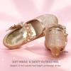 imagePANDANINJIA Girls Dress Shoes Kids Toddler Heels Pumps Flower Girl Mary Jane School Wedding Party Princess ShoesRose Gold Glitter
