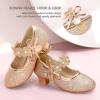 imagePANDANINJIA Girls Dress Shoes Kids Toddler Heels Pumps Flower Girl Mary Jane School Wedding Party Princess ShoesRose Gold Glitter