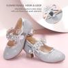 imagePANDANINJIA Girls Dress Shoes Kids Toddler Heels Pumps Flower Girl Mary Jane School Wedding Party Princess ShoesSilver Glitter