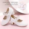 imagePANDANINJIA Girls Dress Shoes Kids Toddler Heels Pumps Flower Girl Mary Jane School Wedding Party Princess ShoesWhite Pu