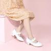 imagePANDANINJIA Girls Dress Shoes Kids Toddler Heels Pumps Flower Girl Mary Jane School Wedding Party Princess ShoesWhite Pu