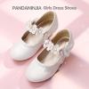 imagePANDANINJIA Girls Dress Shoes Kids Toddler Heels Pumps Flower Girl Mary Jane School Wedding Party Princess ShoesWhite Pu