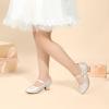 imagePANDANINJIA Molly Girls Dress Shoes Mary Jane Heels Flower Wedding Party Back to School Pump Shoes for Toddler Little KidM Champagne Pu