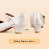 imagePANDANINJIA Molly Girls Dress Shoes Mary Jane Heels Flower Wedding Party Back to School Pump Shoes for Toddler Little KidM Champagne Pu