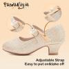 imagePANDANINJIA Molly Girls Dress Shoes Mary Jane Heels Flower Wedding Party Back to School Pump Shoes for Toddler Little KidM Gold Glitter