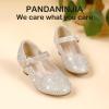 imagePANDANINJIA Molly Girls Dress Shoes Mary Jane Heels Flower Wedding Party Back to School Pump Shoes for Toddler Little KidM Gold Rhinestone
