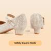 imagePANDANINJIA Molly Girls Dress Shoes Mary Jane Heels Flower Wedding Party Back to School Pump Shoes for Toddler Little KidM Gold Rhinestone