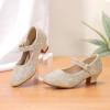 imagePANDANINJIA Molly Girls Dress Shoes Mary Jane Heels Flower Wedding Party Back to School Pump Shoes for Toddler Little KidM Gold Rhinestone