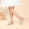 imagePANDANINJIA Molly Girls Dress Shoes Mary Jane Heels Flower Wedding Party Back to School Pump Shoes for Toddler Little KidM Gold Rhinestone