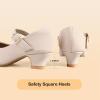 imagePANDANINJIA Molly Girls Dress Shoes Mary Jane Heels Flower Wedding Party Back to School Pump Shoes for Toddler Little KidM Nude Nubuck