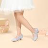 imagePANDANINJIA Molly Girls Dress Shoes Mary Jane Heels Flower Wedding Party Back to School Pump Shoes for Toddler Little KidM Silver Glitter