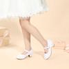 imagePANDANINJIA Molly Girls Dress Shoes Mary Jane Heels Flower Wedding Party Back to School Pump Shoes for Toddler Little KidM White Pu