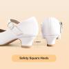 imagePANDANINJIA Molly Girls Dress Shoes Mary Jane Heels Flower Wedding Party Back to School Pump Shoes for Toddler Little KidM White Pu
