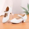 imagePANDANINJIA Molly Girls Dress Shoes Mary Jane Heels Flower Wedding Party Back to School Pump Shoes for Toddler Little KidM White Pu