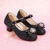 imagePANDANINJIA Molly Girls Dress Shoes Mary Jane Heels Flower Wedding Party Back to School Pump Shoes for Toddler Little KidS Black Sequin