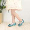 imagePANDANINJIA Molly Girls Dress Shoes Mary Jane Heels Flower Wedding Party Back to School Pump Shoes for Toddler Little KidS Blue Sequin