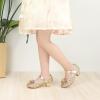 imagePANDANINJIA Molly Girls Dress Shoes Mary Jane Heels Flower Wedding Party Back to School Pump Shoes for Toddler Little KidS Gold Sequin