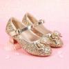 imagePANDANINJIA Molly Girls Dress Shoes Mary Jane Heels Flower Wedding Party Back to School Pump Shoes for Toddler Little KidS Gold Sequin