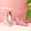 imagePANDANINJIA Molly Girls Dress Shoes Mary Jane Heels Flower Wedding Party Back to School Pump Shoes for Toddler Little KidS Pink Sequin