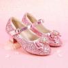 imagePANDANINJIA Molly Girls Dress Shoes Mary Jane Heels Flower Wedding Party Back to School Pump Shoes for Toddler Little KidS Pink Sequin