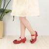 imagePANDANINJIA Molly Girls Dress Shoes Mary Jane Heels Flower Wedding Party Back to School Pump Shoes for Toddler Little KidS Red Sequin