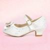 imagePANDANINJIA Molly Girls Dress Shoes Mary Jane Heels Flower Wedding Party Back to School Pump Shoes for Toddler Little KidS White Sequin