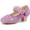 imagePANDANINJIA Girls Dress Shoes Kids Toddler Heels Pumps Flower Girl Mary Jane School Wedding Party Princess ShoesPurple Glitter