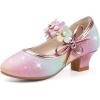 imagePANDANINJIA Girls Dress Shoes Kids Toddler Heels Pumps Flower Girl Mary Jane School Wedding Party Princess ShoesRainbow Glitter