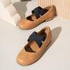 imagePANDANINJIA Girls Dress Shoes Ballet Flats Mary Jane Elastic Cross Strap Little Big Kid Low Heels Flower Girl ShoesBrown Pu