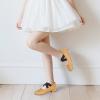 imagePANDANINJIA Girls Dress Shoes Ballet Flats Mary Jane Elastic Cross Strap Little Big Kid Low Heels Flower Girl ShoesBrown Pu