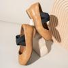 imagePANDANINJIA Girls Dress Shoes Ballet Flats Mary Jane Elastic Cross Strap Little Big Kid Low Heels Flower Girl ShoesBrown Pu