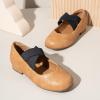 imagePANDANINJIA Girls Dress Shoes Ballet Flats Mary Jane Elastic Cross Strap Little Big Kid Low Heels Flower Girl ShoesBrown Pu
