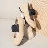 imagePANDANINJIA Girls Dress Shoes Ballet Flats Mary Jane Elastic Cross Strap Little Big Kid Low Heels Flower Girl ShoesNude Nubuck